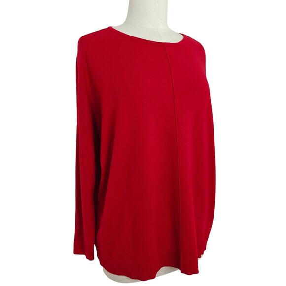 Chicos Center Seam Pullover Sweater Large / 2 Red Cashmere Blend Festive Holiday - Picture 4 of 10